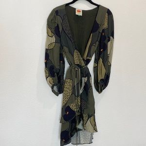 Farm Rio Wrap Dress in Military Cashew